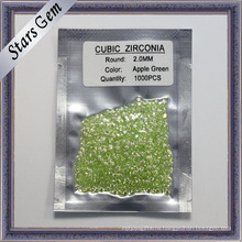 Яблоко-зеленый цвет круглый бриллиант огранки кубический цирконий для ювелирных изделий